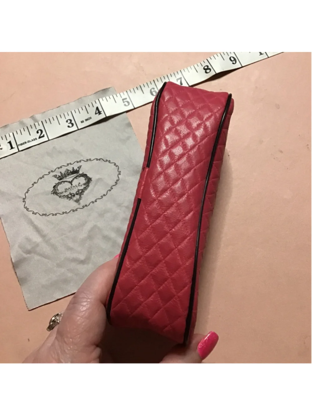 Red Quilted Cosmetic Bag & Cleaning Cloth